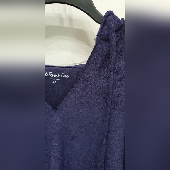 REBELLIOUS ONE Navy Blue Terry Cloth Pullover Hoodie - Picture 3 of 8